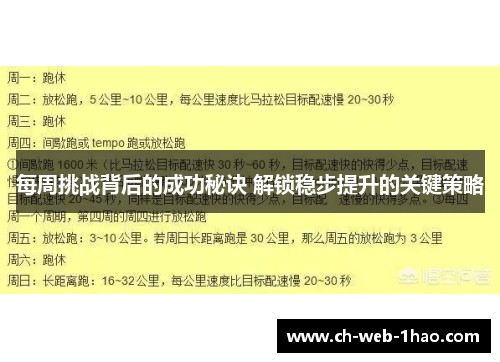 每周挑战背后的成功秘诀 解锁稳步提升的关键策略 每周挑战背后的成功秘诀 解锁稳步提升的关键策略